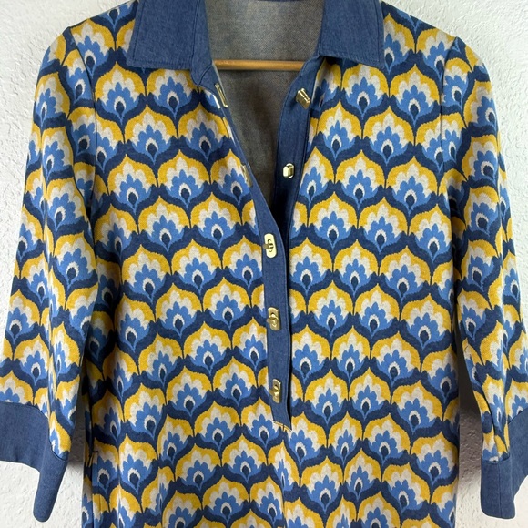 Perfect like new J.McLaughlin Bryony Dress In Mod Squad 3/4 Sleeve Blue - Picture 6 of 12